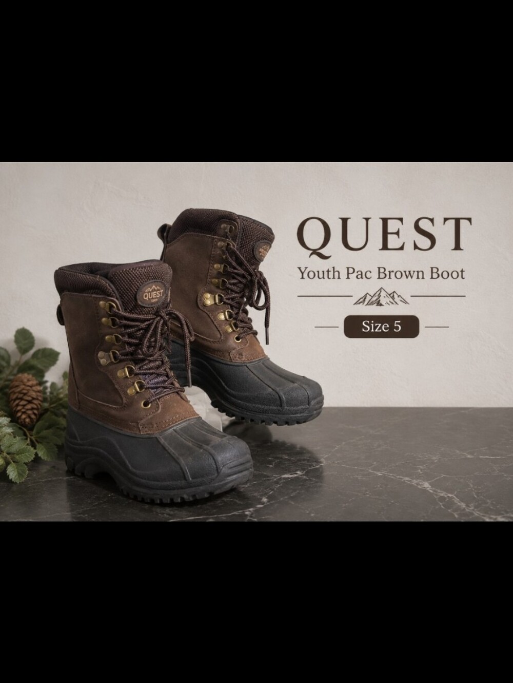 QUEST Youth Pac Brown Boot Size 5 YFW00060